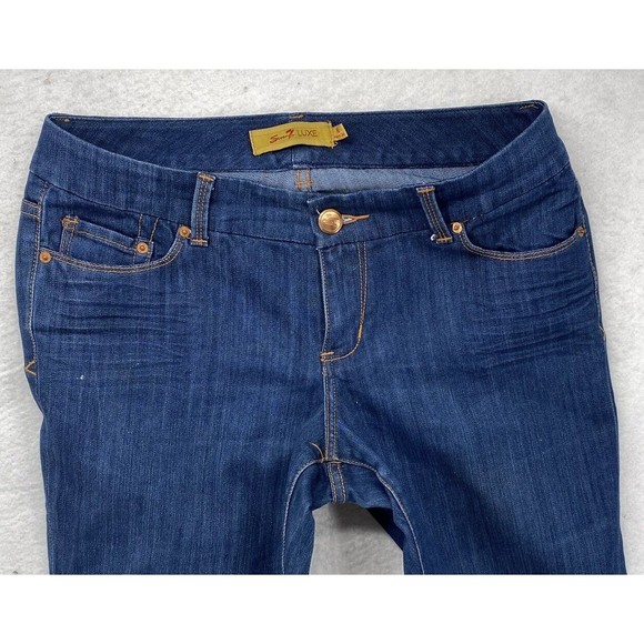 SEVEN 7 LUXE THALIA  Women's Size 16 Dark Wash Jeans Flare Thick Stitch Stretch - Picture 9 of 16